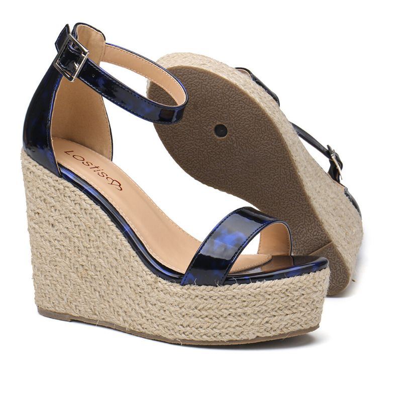 Damen Espadrille Plateau Sandalen Mit Leopardenmuster