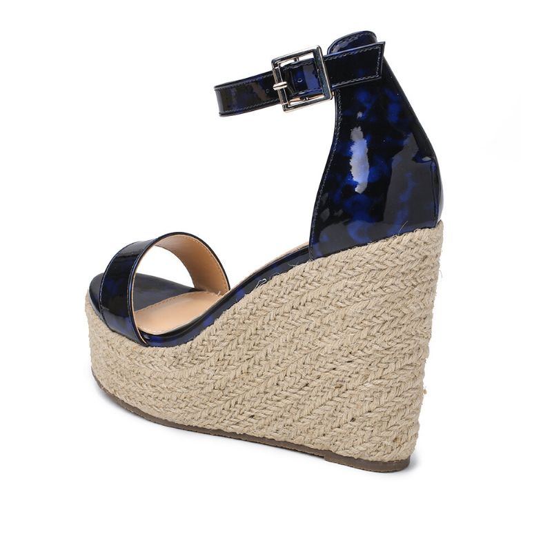 Damen Espadrille Plateau Sandalen Mit Leopardenmuster