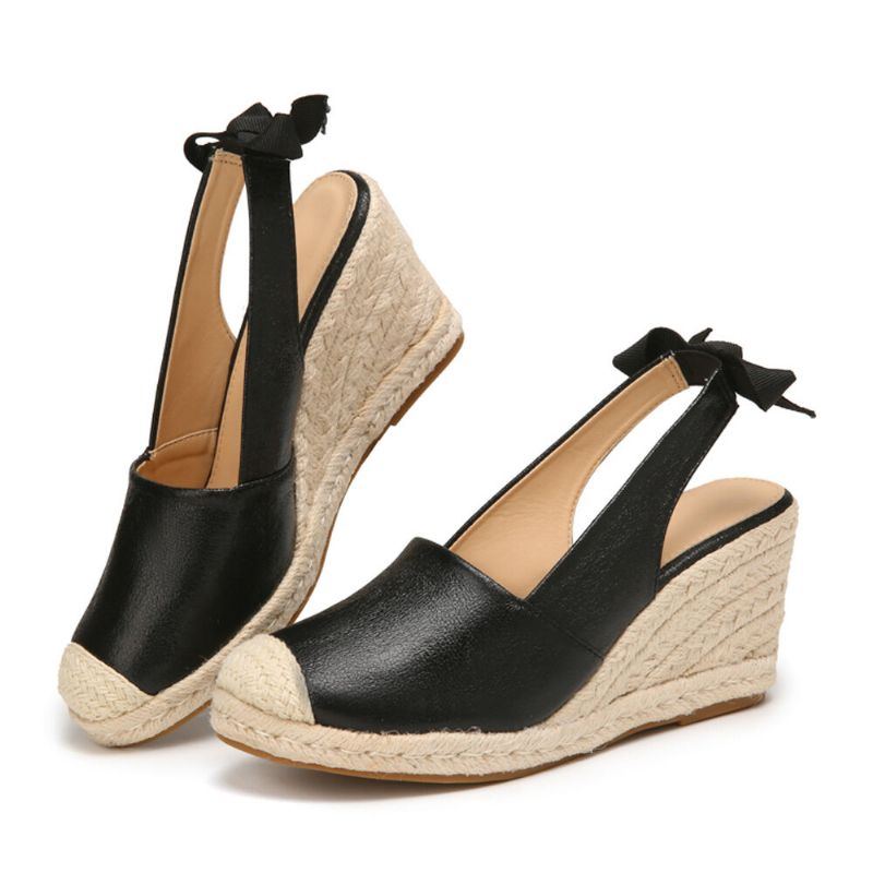 Damen Espadrille Sandalen Mit Keilabsatz Und Geschlossener Zehenpartie