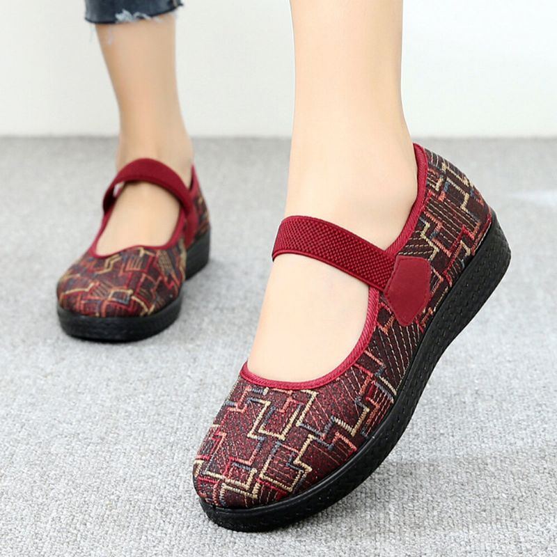 Alte Peking Stoffelastische Slip On Resistant Müßiggänger Für Damen