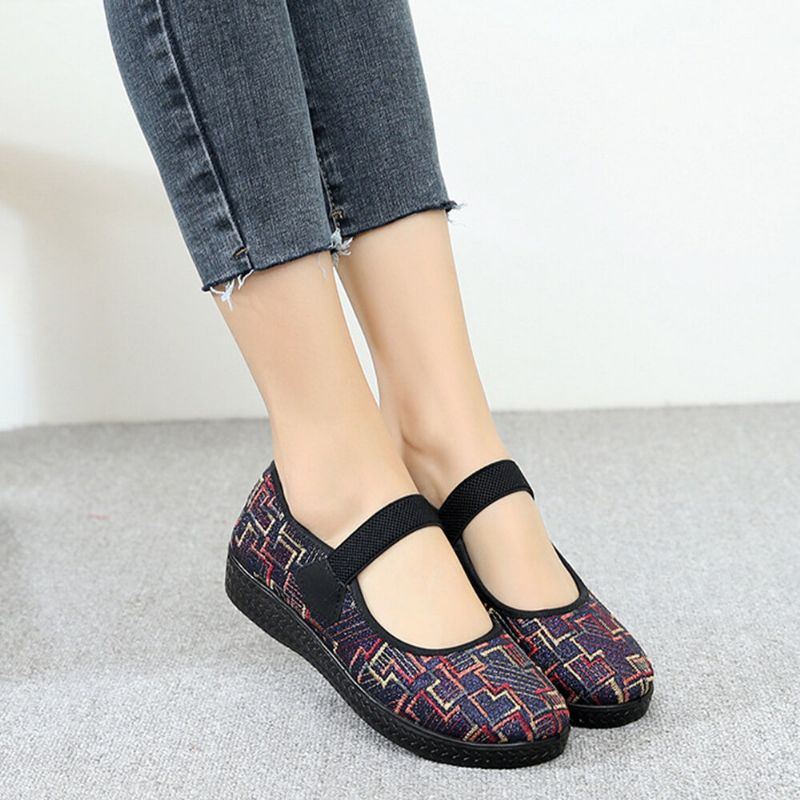 Alte Peking Stoffelastische Slip On Resistant Müßiggänger Für Damen