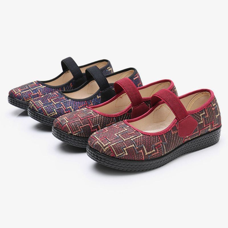 Alte Peking Stoffelastische Slip On Resistant Müßiggänger Für Damen