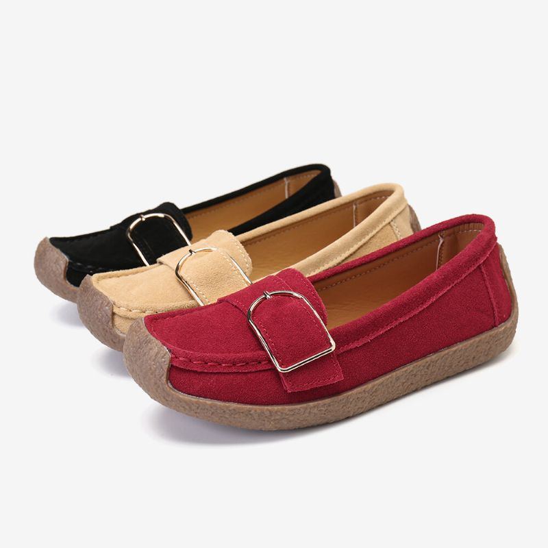 Atmungsaktive Lässige Slip On Flats Mit Weicher Sohle Und Schnalle