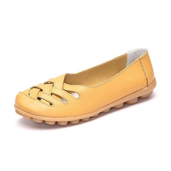 Ausgehöhlte Leder Loafer Für Damen Mokassin Lässige Flache Schuhe