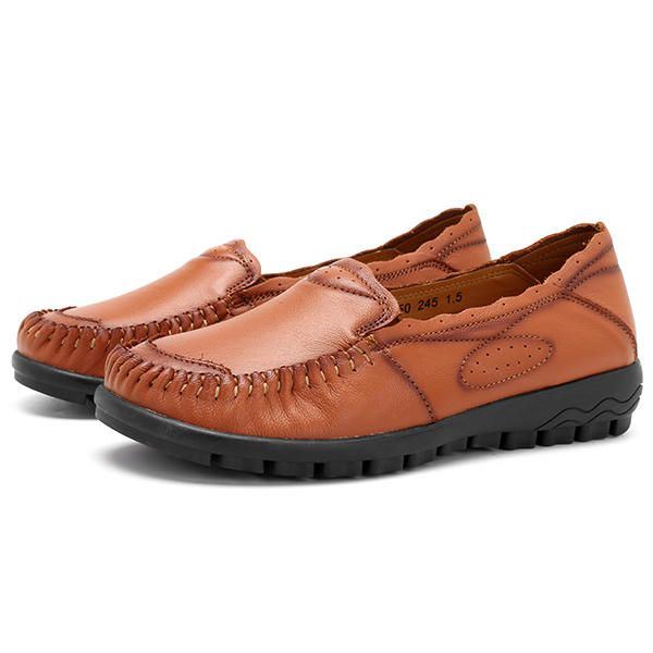 Bequeme Lässige Flache Loafer Aus Echtem Leder Für Damen