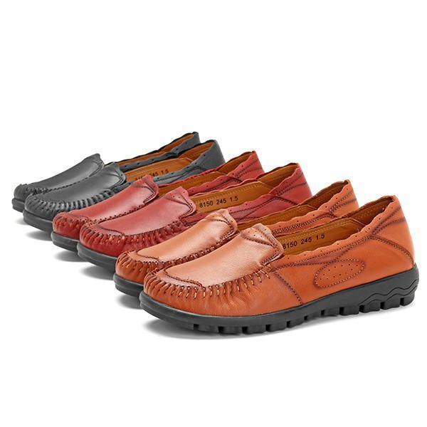 Bequeme Lässige Flache Loafer Aus Echtem Leder Für Damen