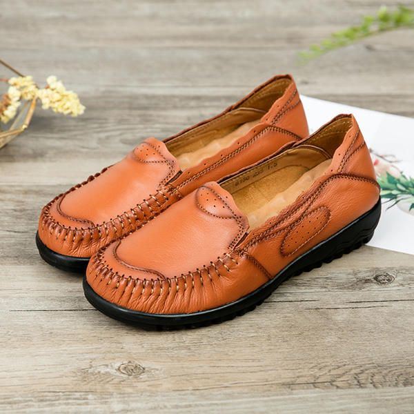 Bequeme Lässige Flache Loafer Aus Echtem Leder Für Damen