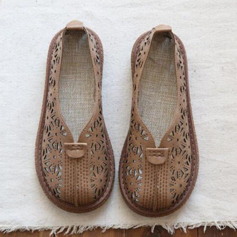 Bequeme Lässige Loafer Im Retro Stil Mit Runder Zehenpartie Für Damen