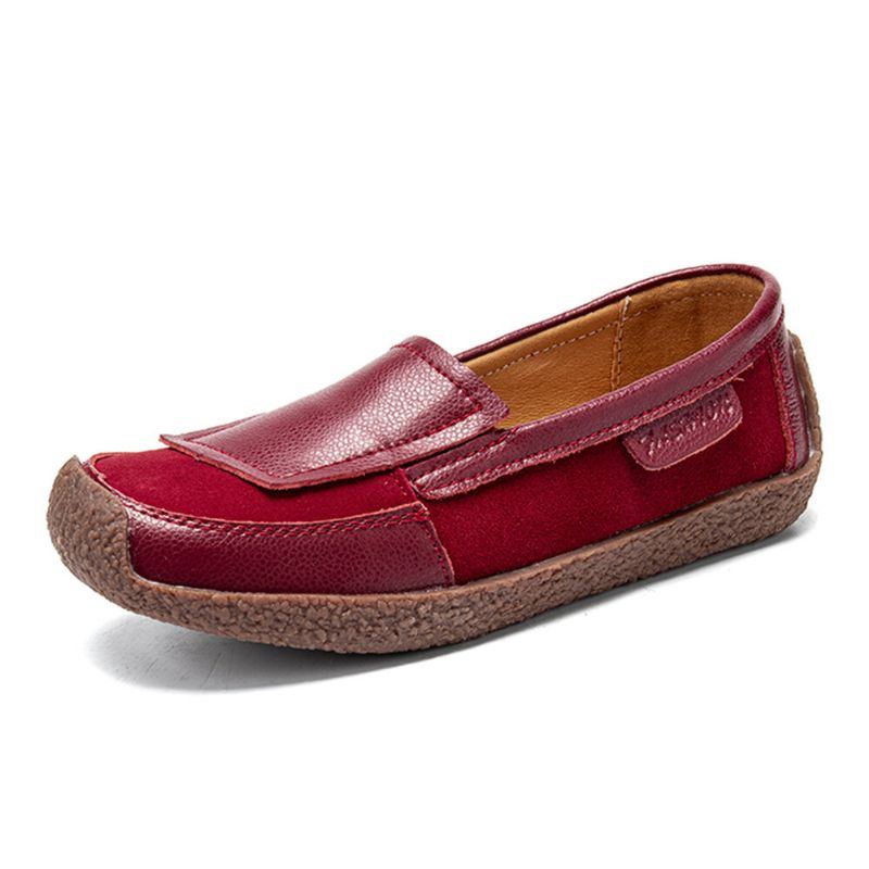 Bequeme Leder Spleiß Soft Slip On Slipper Für Damen