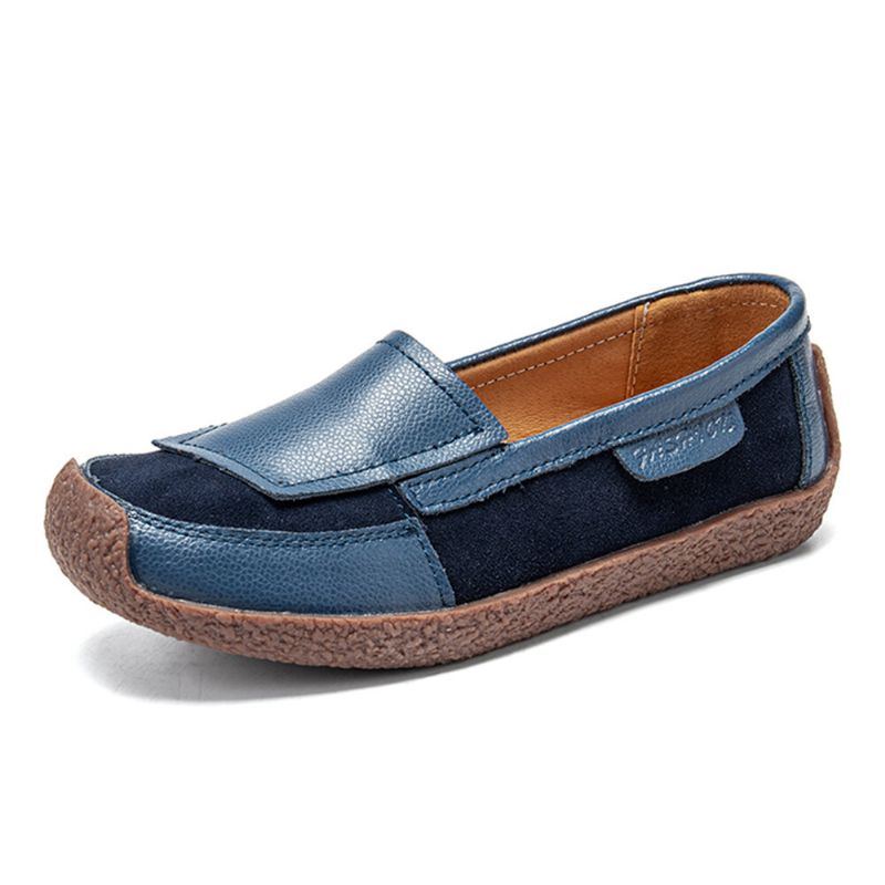 Bequeme Leder Spleiß Soft Slip On Slipper Für Damen