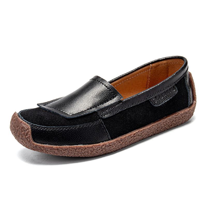 Bequeme Leder Spleiß Soft Slip On Slipper Für Damen