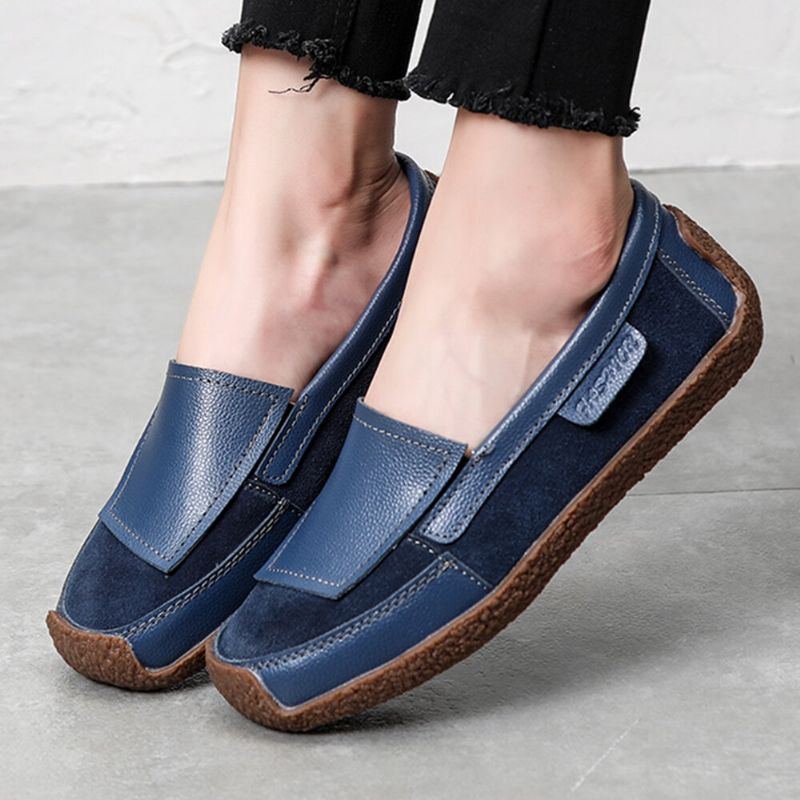 Bequeme Leder Spleiß Soft Slip On Slipper Für Damen