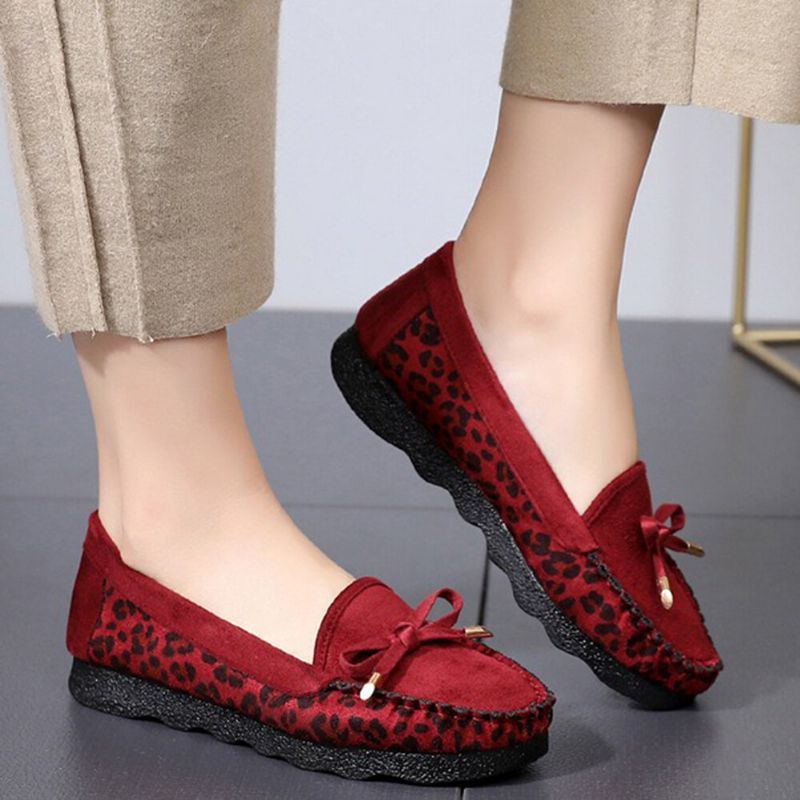 Bequeme Rutschfeste Lässige Loafer Aus Wildleder Mit Bowknot Für Damen