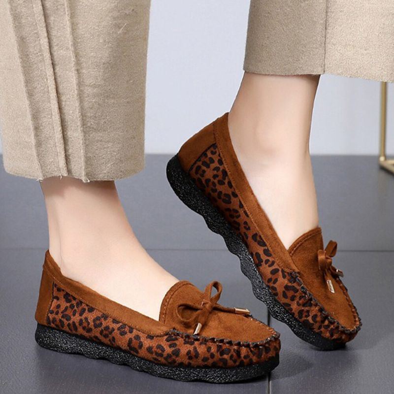 Bequeme Rutschfeste Lässige Loafer Aus Wildleder Mit Bowknot Für Damen