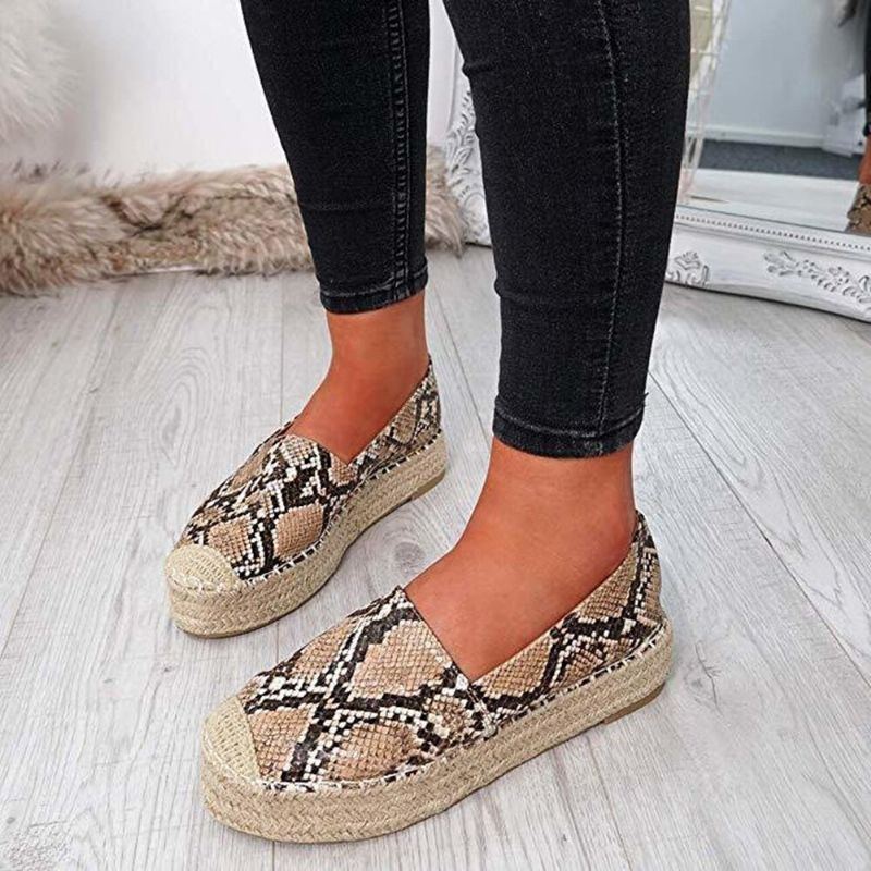 Bequeme Tragbare Lässige Espadrille Slip On Plattform Wohnungen Für Damen