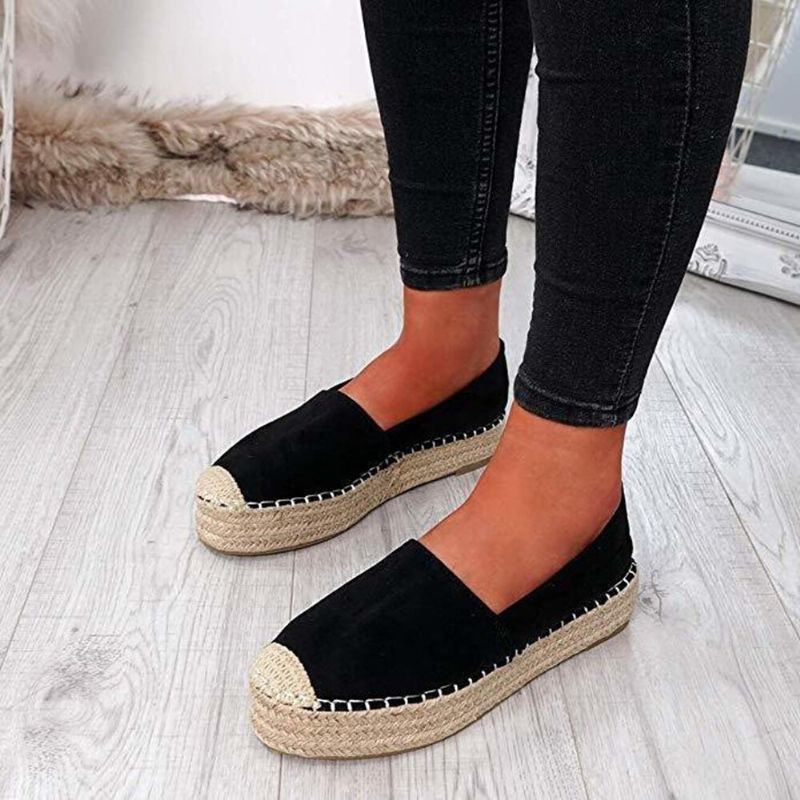 Bequeme Tragbare Lässige Espadrille Slip On Plattform Wohnungen Für Damen