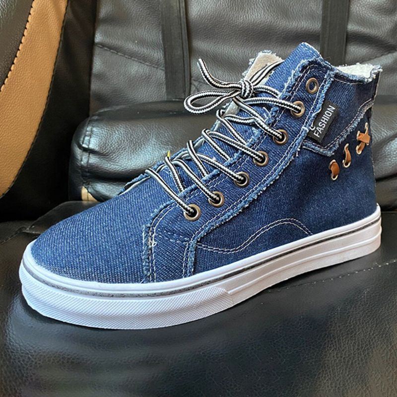 Bequeme Tragbare Lässige Sportliche High Top Flats Aus Denim Für Damen