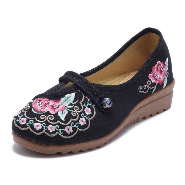 Bequeme Weiche Ballerinas Mit Blumenstickerei Für Damen