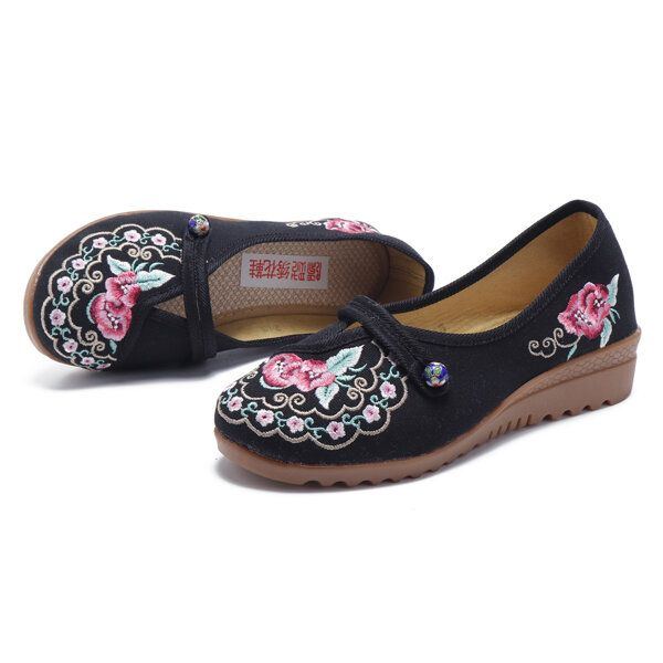 Bequeme Weiche Ballerinas Mit Blumenstickerei Für Damen