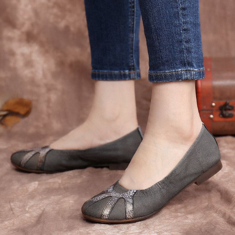 Bequemer Weicher Faltbarer Retro Ballettschuh Zum Hineinschlüpfen Aus Segeltuch Für Damen