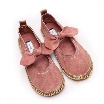 Damen Bowknot Round Toe Slip On Wildleder Outdoor Flache Freizeitschuhe