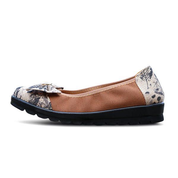 Damen Bowknot Slip On Lässige Runde Zehe Flats Loafer