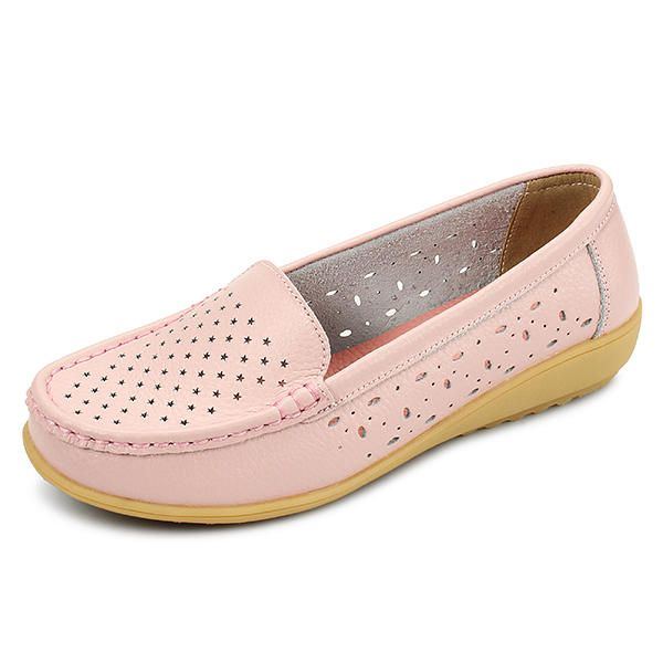 Damen Casual Aushöhlen Weich Bequem Sommer Slip On Outdoor Flats Loafer Schuhe