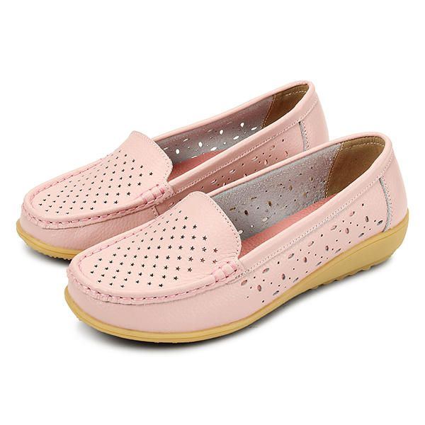 Damen Casual Aushöhlen Weich Bequem Sommer Slip On Outdoor Flats Loafer Schuhe