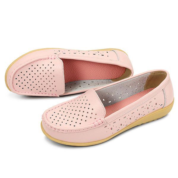 Damen Casual Aushöhlen Weich Bequem Sommer Slip On Outdoor Flats Loafer Schuhe