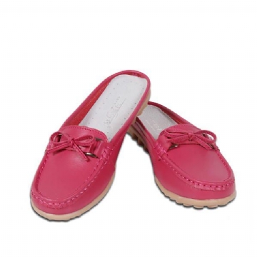 Damen Casual Soft Leather Slip Ons Bowknot Chic Flat Loafers