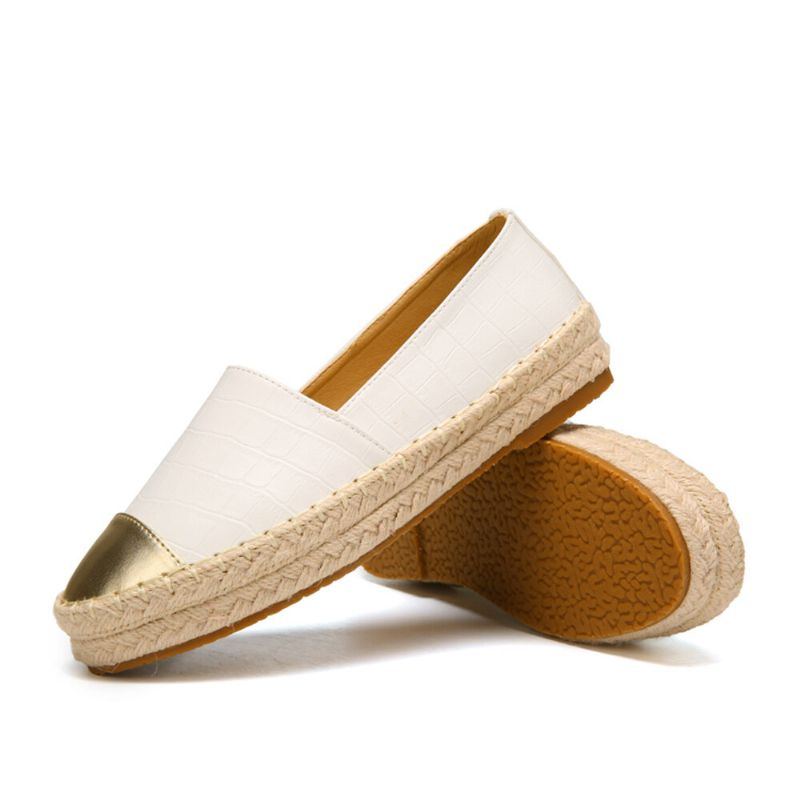 Damen Casual Splicing Slip On Espadrille Loafers Flats Fischerschuhe