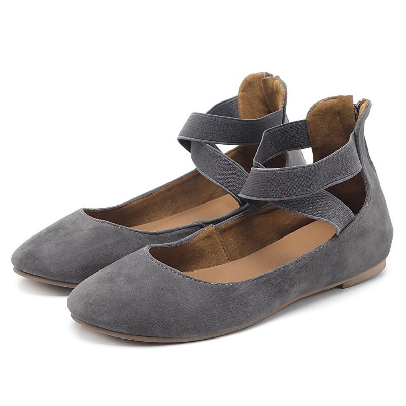 Damen Casual Wildleder Flats Cross Schuhe