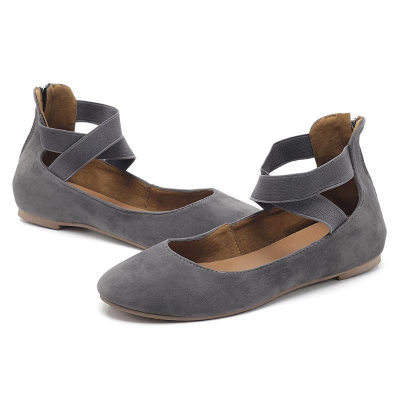 Damen Casual Wildleder Flats Cross Schuhe