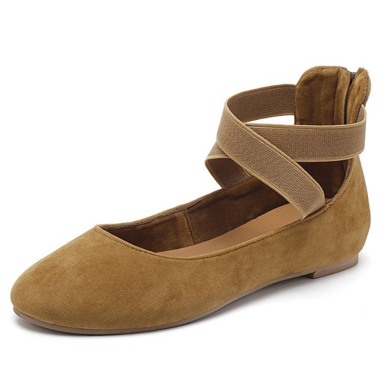 Damen Casual Wildleder Flats Cross Schuhe