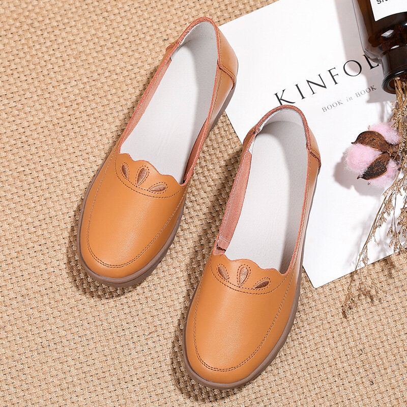 Damen Daily Round Toe Weiche Einfarbige Flache Loafer Schuhe