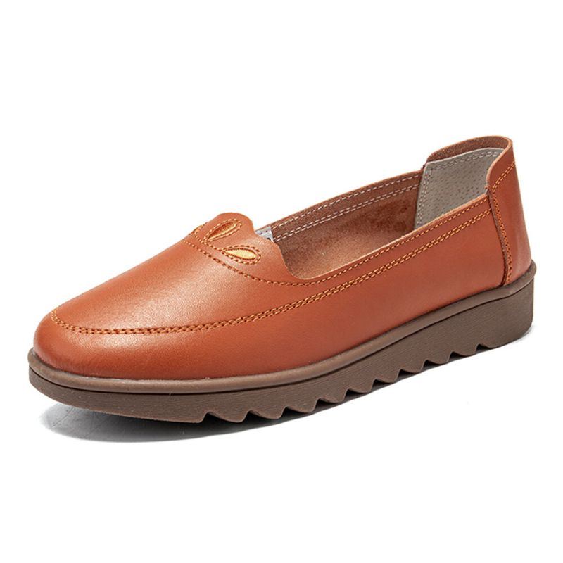 Damen Daily Round Toe Weiche Einfarbige Flache Loafer Schuhe