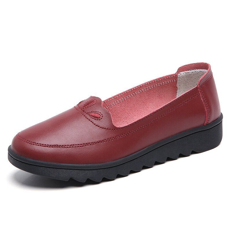 Damen Daily Round Toe Weiche Einfarbige Flache Loafer Schuhe