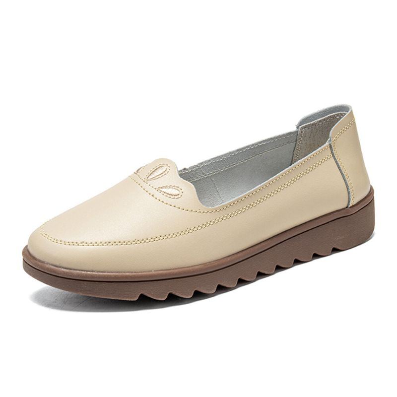 Damen Daily Round Toe Weiche Einfarbige Flache Loafer Schuhe