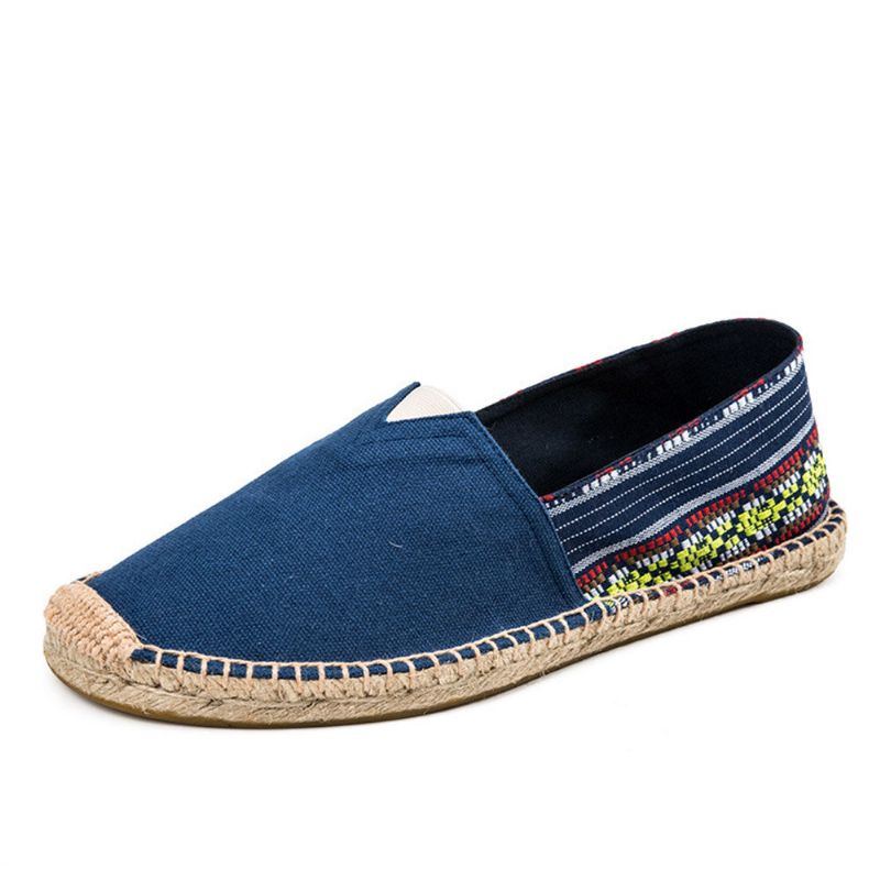 Damen Espadrille Fischerschuhe Im Ethno Stil Leinen Groß