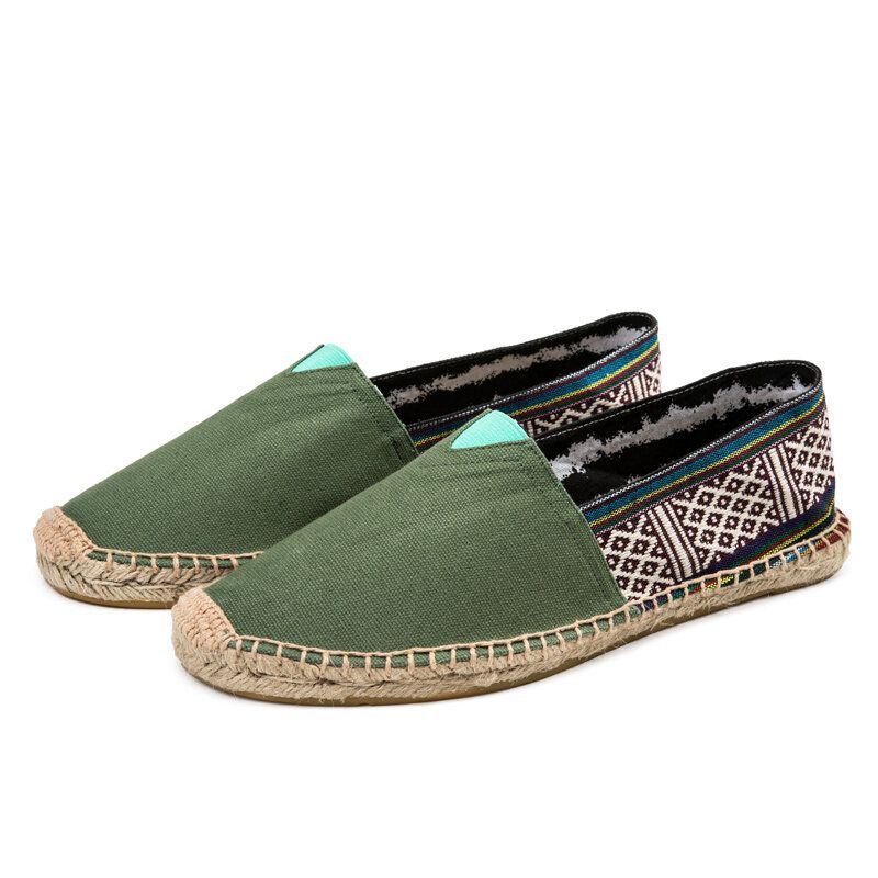 Damen Espadrille Fischerschuhe Im Ethno Stil Leinen Groß