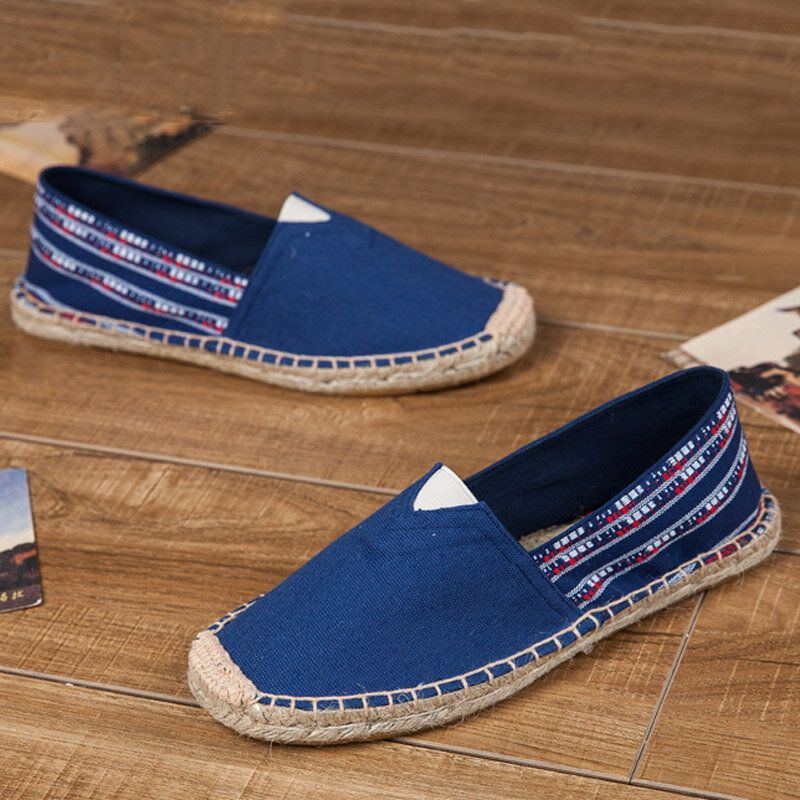 Damen Espadrille Fischerschuhe Im Ethno Stil Leinen Groß