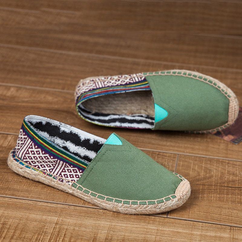 Damen Espadrille Fischerschuhe Im Ethno Stil Leinen Groß