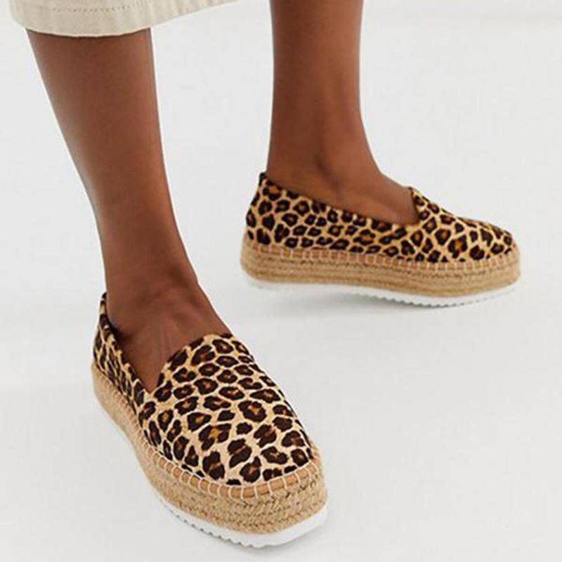 Damen Espadrilles Aus Wildleder Mit Geflochtenem Plateau