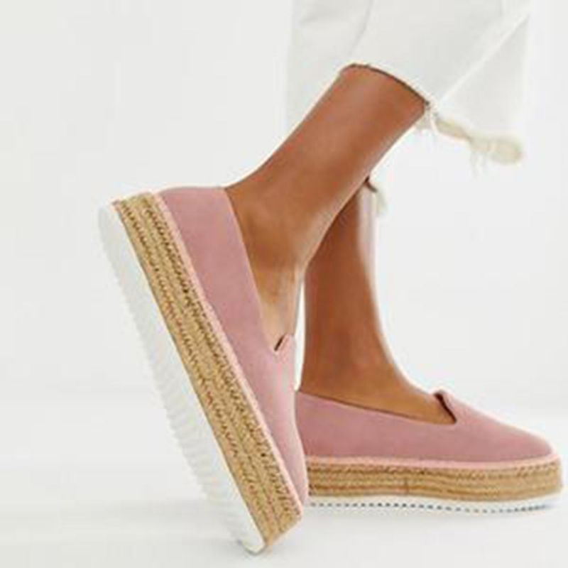 Damen Espadrilles Aus Wildleder Mit Geflochtenem Plateau