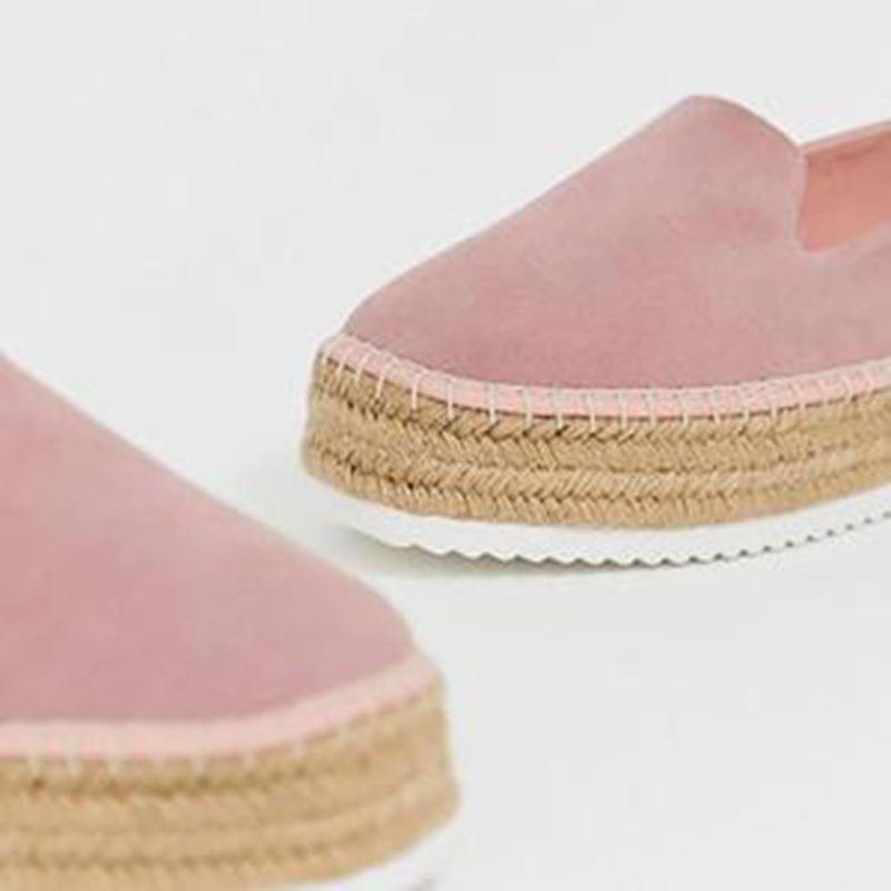 Damen Espadrilles Aus Wildleder Mit Geflochtenem Plateau