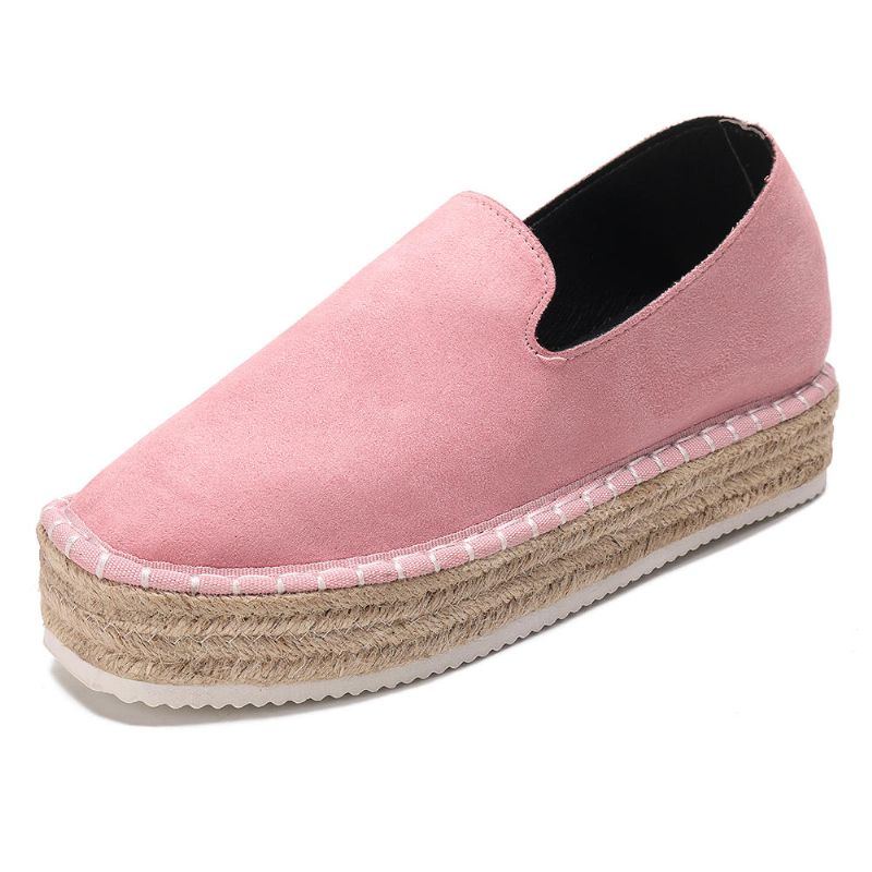 Damen Espadrilles Aus Wildleder Mit Geflochtenem Plateau