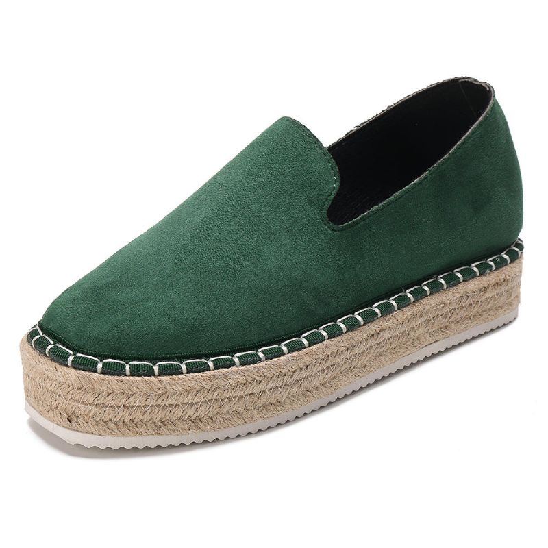 Damen Espadrilles Aus Wildleder Mit Geflochtenem Plateau