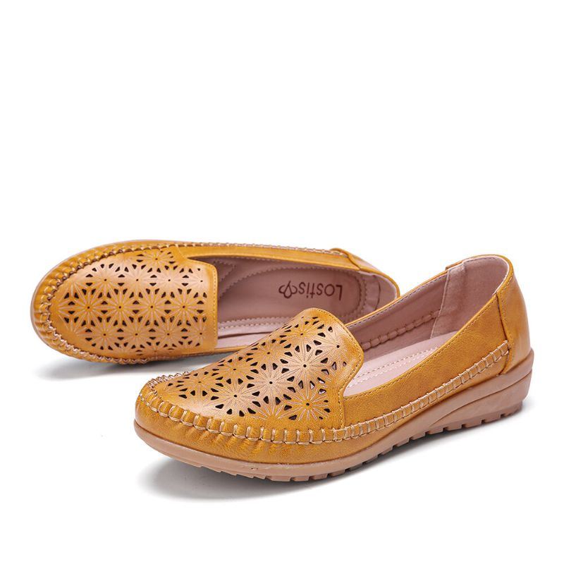 Damen Floewrs Hollow Bequeme Rutschfeste Lässige Flache Loafer