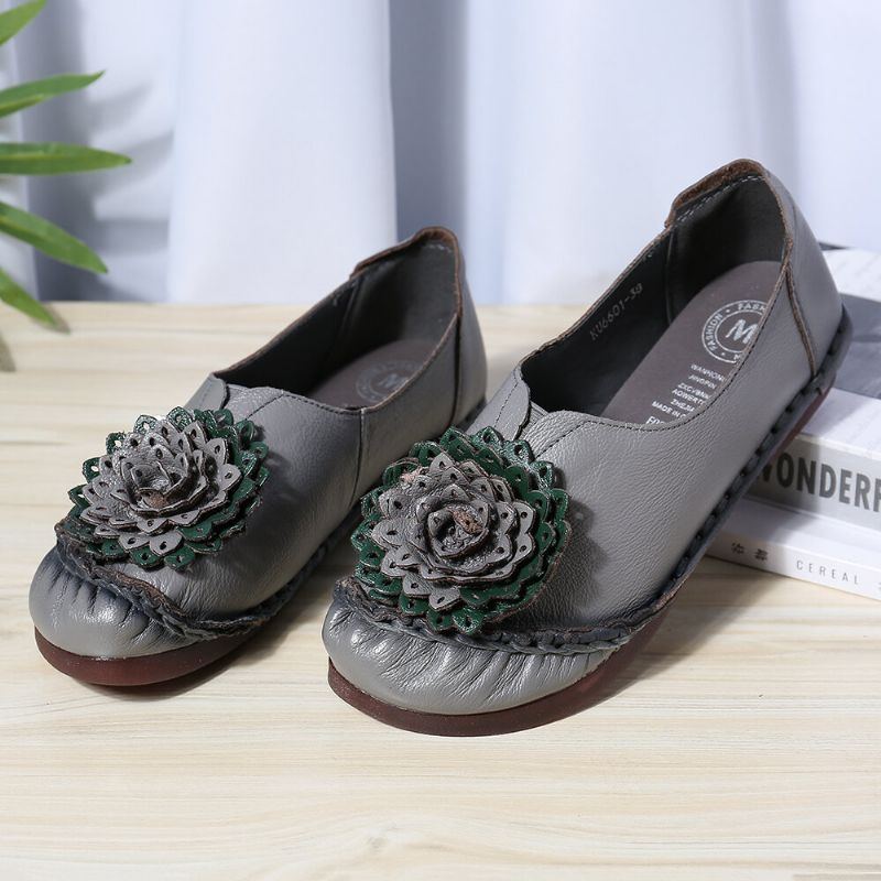 Damen Folkways Stricing Flowers Bequeme Weiche Sohle Lässige Flache Loafer