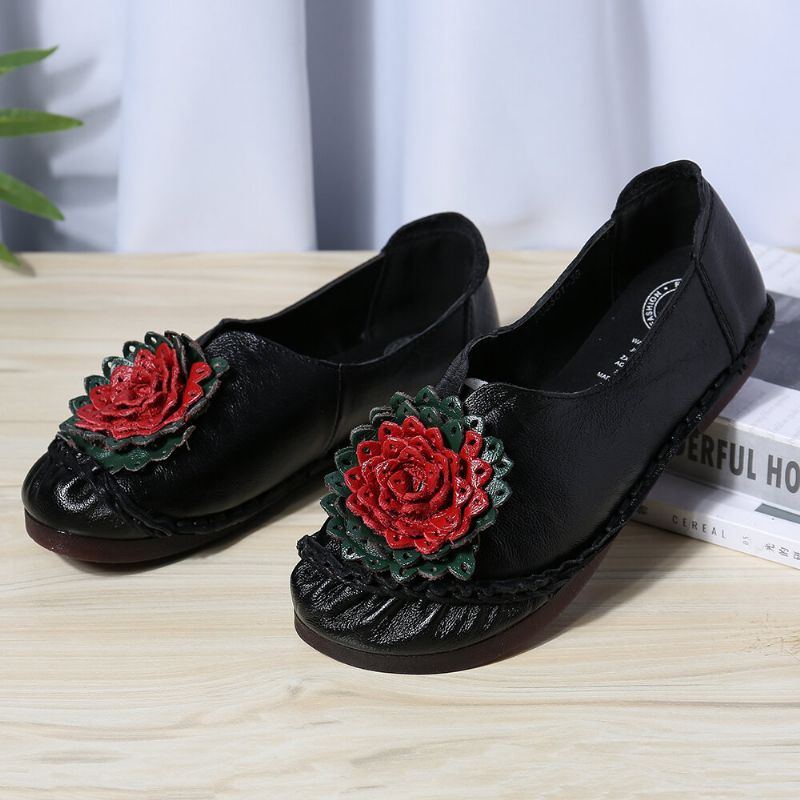 Damen Folkways Stricing Flowers Bequeme Weiche Sohle Lässige Flache Loafer